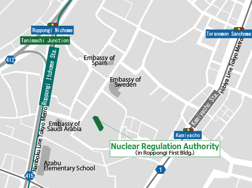 Map of the Nuclear Regulation Authority (in Roppongi First Bldg.)